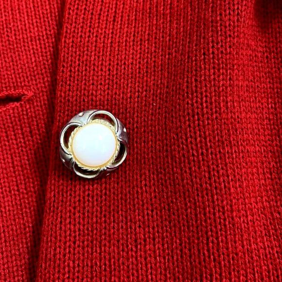 Vtg 90's Matthew & David Sweater Womens‎ Sz 16 Red Collared Grandma Cottagecore - Picture 6 of 8